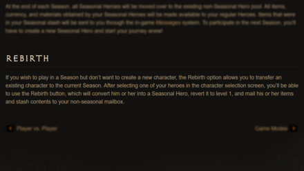 Diablo 3 - Seasonal Rebirth Turns Old Characters into Seasonal Characters