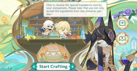 Genshin - Glittering Elixirs - recieve special ingredients from Nahida or Cyno