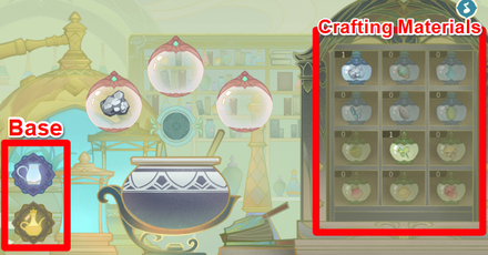 Genshin - Glittering Elixirs - Choose Crafting Materials