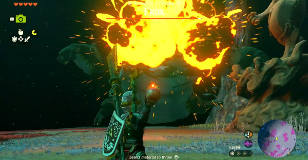 Zelda Tears of the Kingdom TotK - bomb flower exploding inside a Frox