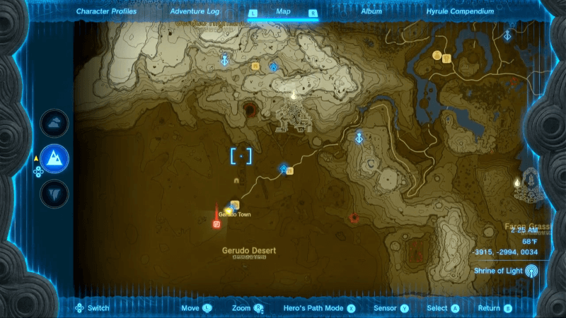 Zelda: Tears of the Kingdom Gerudo Town secret club - Map location