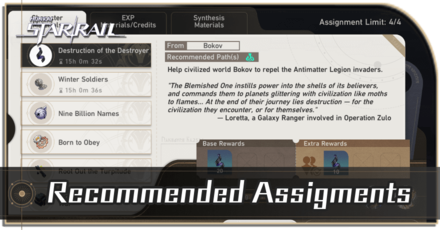 Honkai Star Rail - Recommended Assignments