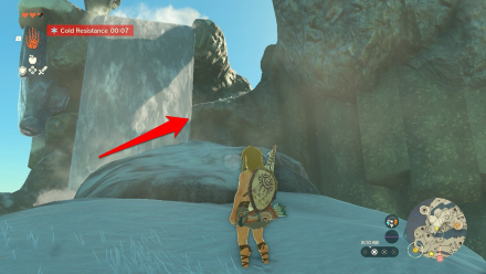 Zelda TotK Gutanbac Shrine Cliff by Waterfall