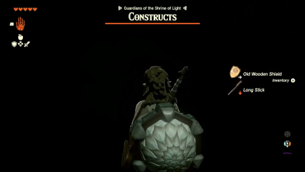 Zelda TotK Simosiwak Shrine Old Wooden Shield and Long Stick