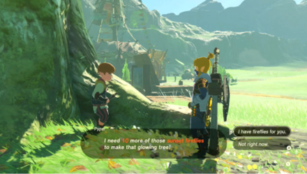 Zelda Tears of the Kingdom TotK Giving Fireflies to Pyper