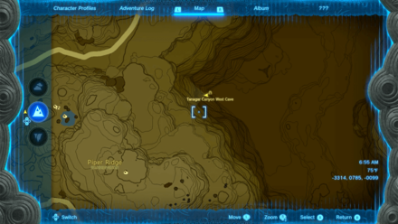 Tanagar Canyon West Cave Entrance Map Image