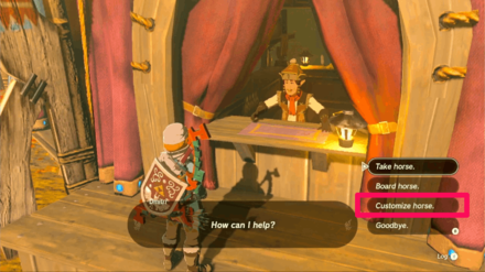 Zelda TotK - Change Birdle and Saddle at the Stable