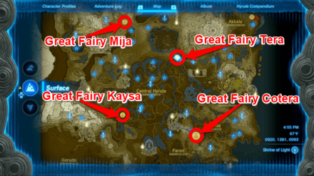 Zelda Tears of the Kingdom TotK - Great Fairy Location Map