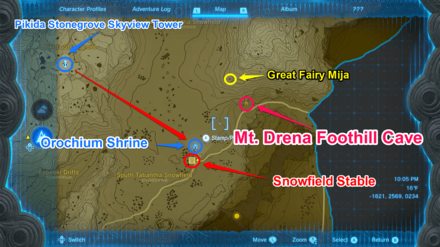 TotK - Mt. Drena Foothill Cave Map View