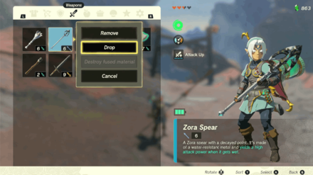 Zelda TotK - How to Duplicate a Weapon Step 8