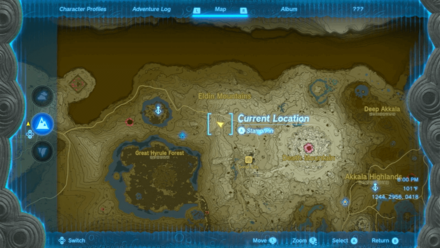 Zelda TotK - Eldin Mountains Cherry Blossom Tree Map