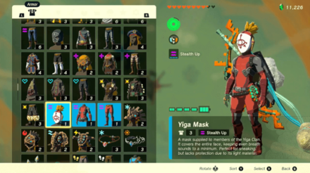 Zelda Tears of the Kingdom TotK Equip the Yiga Armor Set