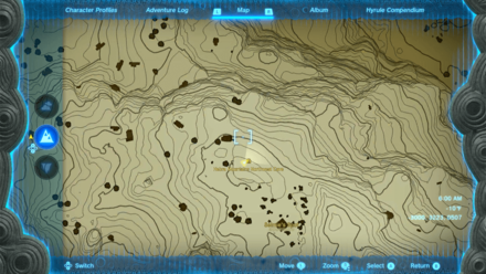 Hebra Mountains Northwest Cave Entrance Map Image