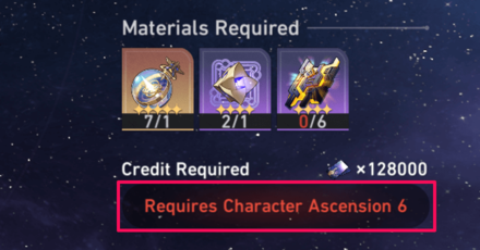 Honkai Star Rail - Character Ascension Requirement