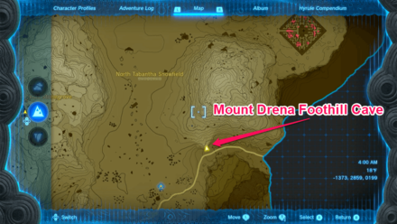Mount Drena Foothill Cave Entrance Map Image