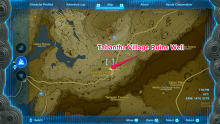 Tabantha Village Ruins Well Entrance Map Image