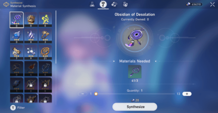 Honkai Star Rail - Material Synthesis Screen