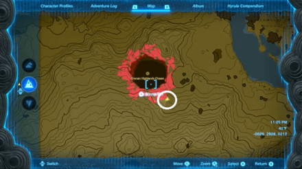 Zelda Tears of the Kingdom TotK - Dinraal Waiting Spot Coordinates