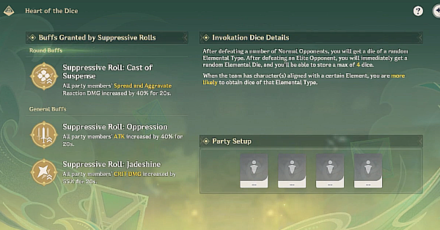 Genshin - How to Play Heart of the Dice - Set up Party and Choose Buffs