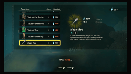 TOTK - Magic Rod from Bargainer Statue