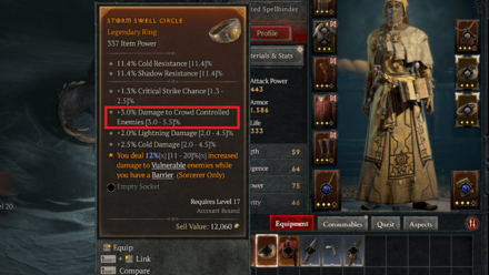 Diablo 4 - Wear Gear with Skill and Crowd Control Bonuses