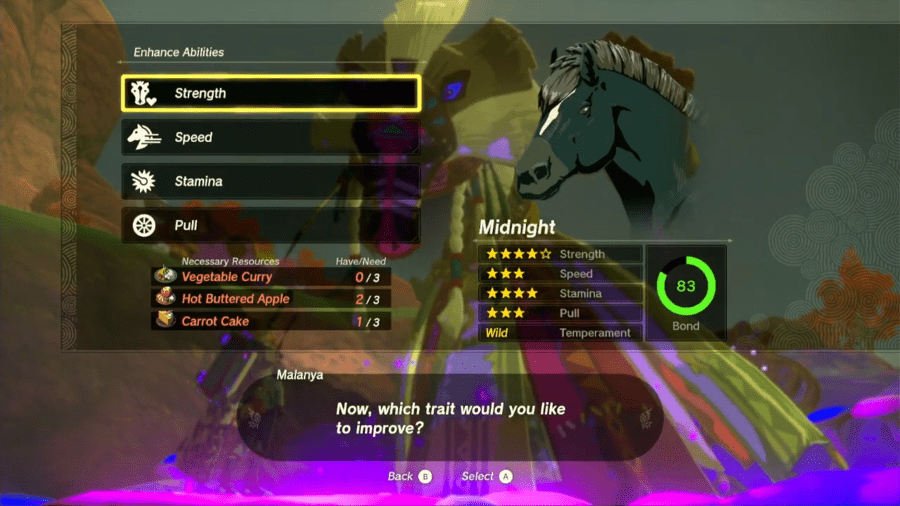 Zelda TOTK Malanya Horse Upgrade