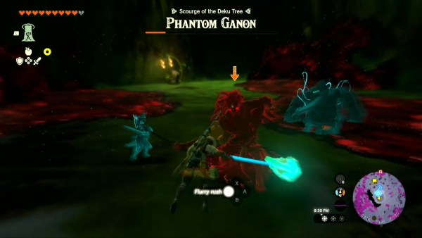 Zelda Tears of the Kingdom TotK - performing Flurry Rush on Phantom Ganon