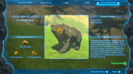 Zelda TotK - Honeyvore Bear Compendium Image