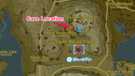 Akkala Citadel Ruins Cave Entrance Map Image