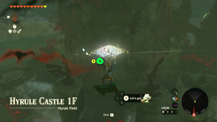 TotK - gliding to Hyrule Castle entrance