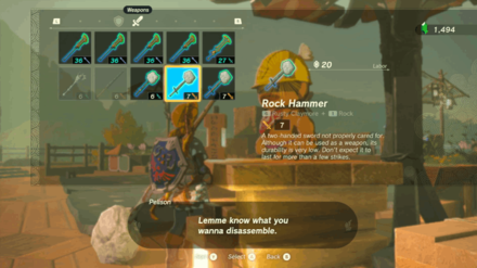 Zelda TotK - Talk to Pelison to save the fused materials