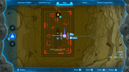 Zelda Tears of the Kingdom TotK Placing Pin on the Surface Labyrinth