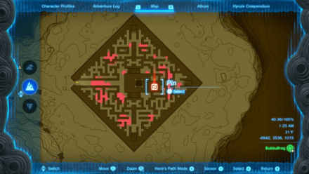 Zelda Tears of the Kingdom TotK Placing a Pin on North Lomei Labyrinth
