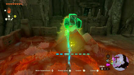 TotK - sliding the container along the electric bridge