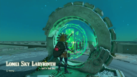 Zelda Tears of the Kingdom TotK Interacting with the Lomei Island Sky Labyrinth Terminal