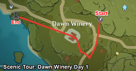 Genshin - Scenic Tour Dawn Winery - Map Course