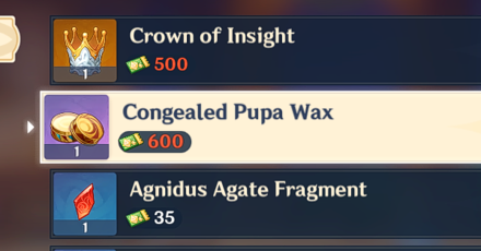 Genshin Impact How to Get Congealed Pupa Wax - Purchased at the Event Shop