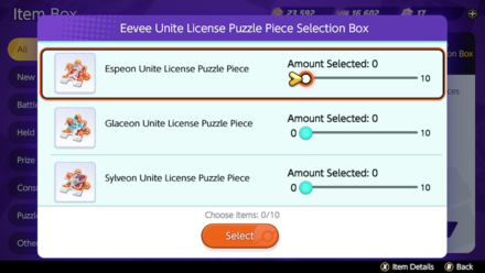 Pokemon UNITE - Eevee UNITE License Puzzle Piece Selection Box