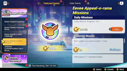 Pokemon UNITE - Eevee Appeal o rama Missions