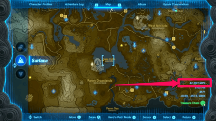 Zelda Tears of the Kingdom TotK - Completion Rate Percentage Appears on the Map