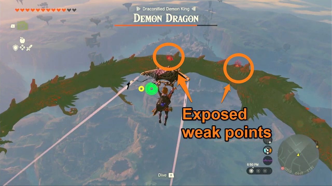 Zelda Tears of the Kingdom TotK - Demon Dragon weak points