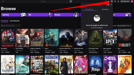 Twitch Notification Inbox