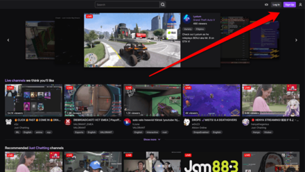 Twitch Log-in Sign up