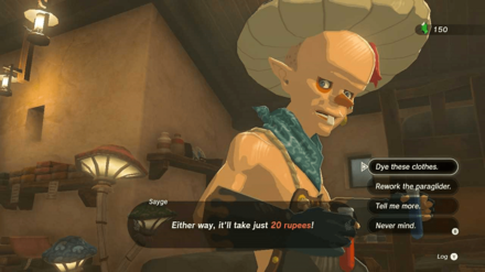 Zelda TotK - Sayge at Kochi Dye Shop