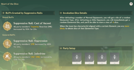 Genshin - Dice Stratagem 2 Invokation Dice Details