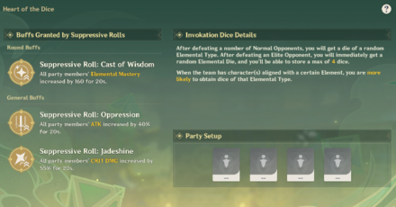 Genshin - Heart of the Dice Day 3 Invokation Dice Details