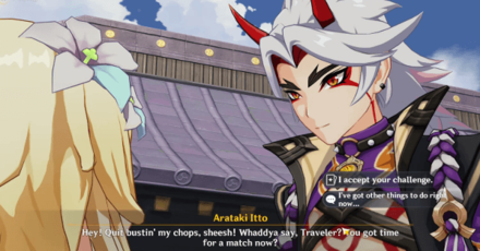 Genshin - Cards Out! Grievances Begone Quest - Arataki Itto