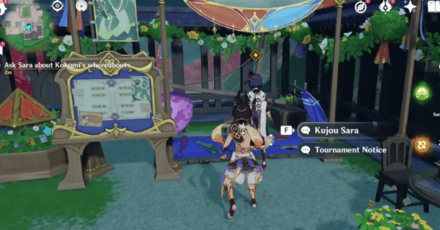 Genshin - Cards Out! Grievances Begone Quest - Talk to Kujou Sara behind you