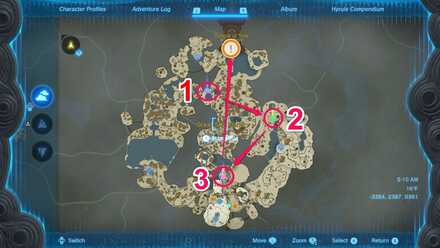 TotK - all three bonfire locations map