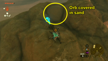 Zelda Tears of the Kingdom TotK Finding an Orb Covered in Sand